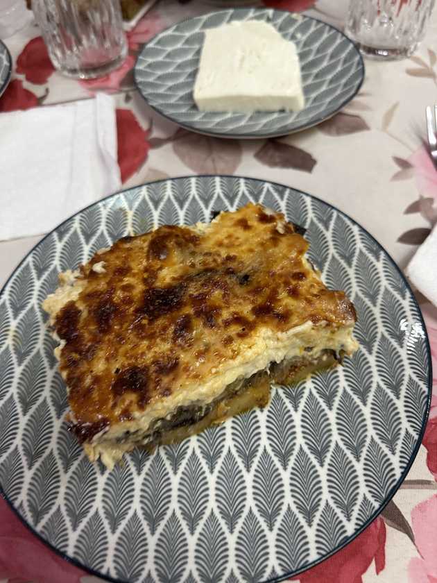 A delicious piece of homemade moussaka.